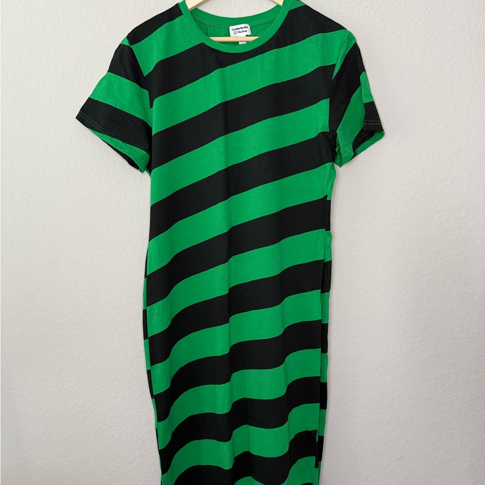 Cynthia Rowley x The‎ Drop Green and Black Striped Dress